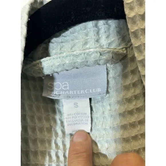 Spa By Charter Club Seafoam Green Cotton Wrap Robe Small‎ J11 - Picture 2 of 4